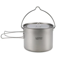 Lixada Titanium Cup Pot Ultralight Portable Cup Hanging Pot with Lid and Foldable Handle Outdoor Camping Hiking Backpacking 1