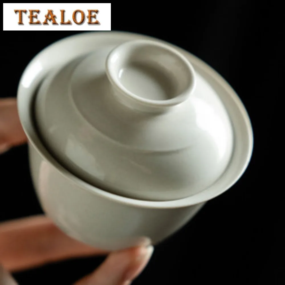 110ml High-end Grass Wood Ash Ceramic Gaiwan Japanese Anti Scalding Tea Tureen Tea Brewing Cover Bowl for Supplies Craft