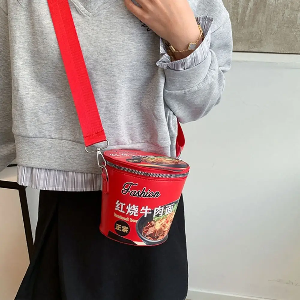Borsa a tracolla Noodles istantanei Borse a tracolla Borsa a tracolla Borsa a secchiello riutilizzabile di grande capacità Borsa a tracolla con cerniera tinta unita - immagine 3