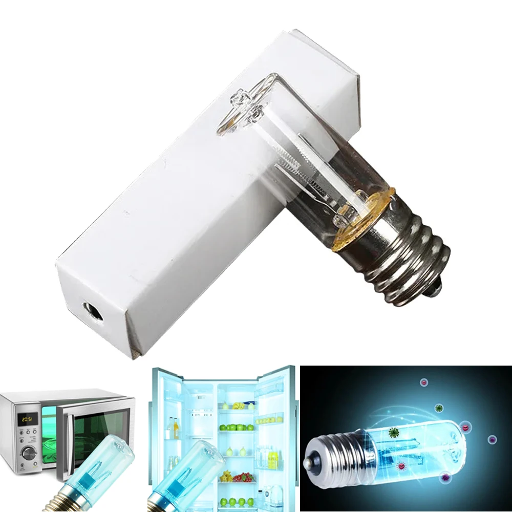 UV Disinfection Lamp UV Sterilization Lamp E17 3W 10V Quartz Tube Ozone Ultraviolet Germicidal Kill Mites for Home Kitchen