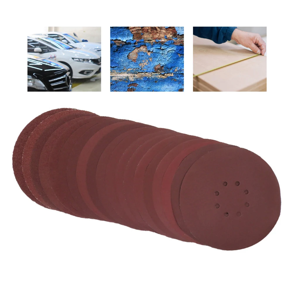 

9 Inch 8 Hole Red Sand Velvet-backed Disc Sandpaper Self-adhesive Flocking Abrasive Tools 225mm Sander Paper For Polishing Tool