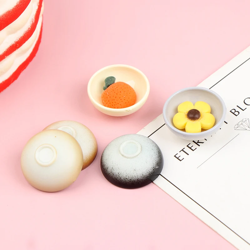 10pcs 1:12 Dollhouse Miniature Bowl Dish Round Mini Tablewar Set Dinnerware Toy Doll House Kitchen Dinning Accessories