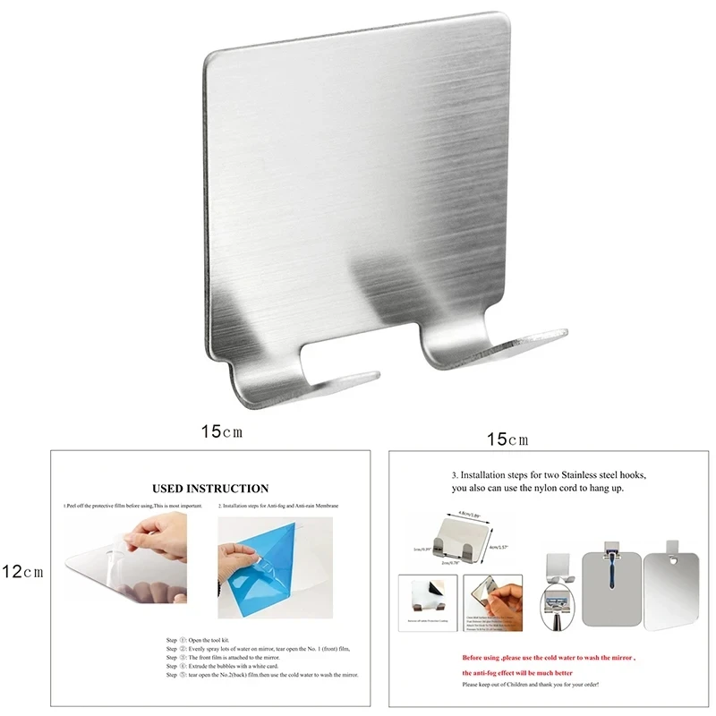 Acrylic Anti Fog Mirror 25cm Bathroom Tools Shower Shaving Fogless Mirror Washroom Accessories Wall Suction For Men Women