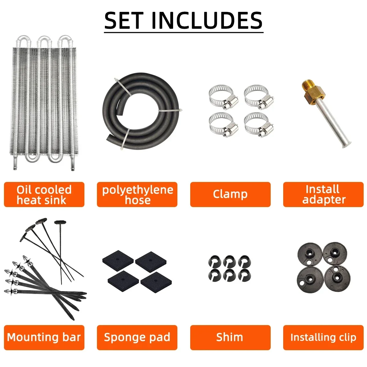 Universal Aluminum Oil Cooler 4/6/8 Row Radiator Converter Kit for Auto Manual Car Motorcycle,aluminum radiator,aluminum radiator kit,oil cooler kit