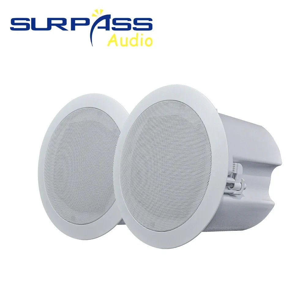 Bluetooth Active Ceiling Speaker with Back Cover Remote Control and App Control ABS Material 5 Inch 20W Rated Power for Home
