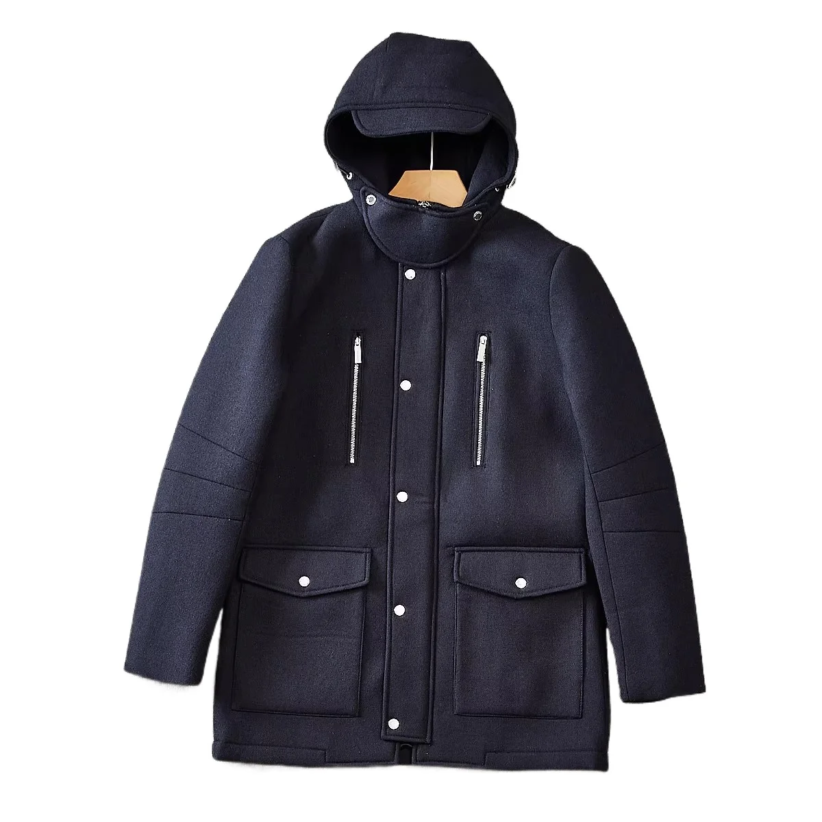 

Wool Wool Windproof Warm Autumn And Winter Men's Mid-length Woolen Coat With Hood Parka Coat For Men