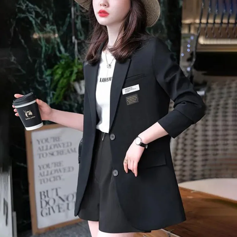 Fashion Lapel Button Spliced Solid Color Casual Blazer Women's Clothing 2023 Autumn New All-match Tops Loose Office Lady Blazers