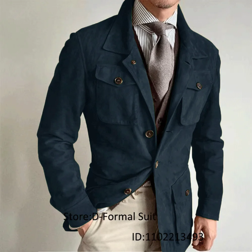 Men's Suede Jacket Puffa Vintage Punk Outerwear Tailored Casual Coat Bombers Jackets Y2k Luxury Clothing Luxury Military