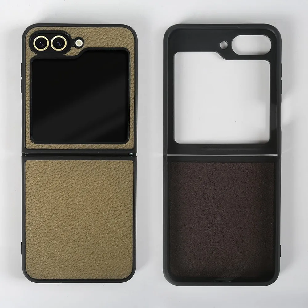 Luxury Genuine Leather Litchi Pattern Cowhide Phone Case Cover