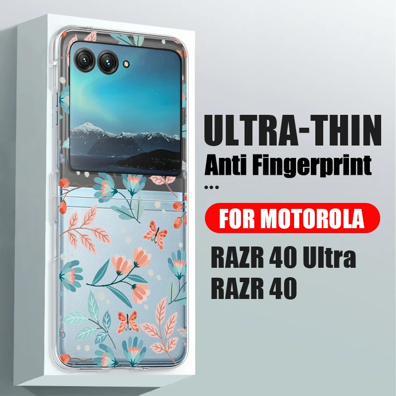 Clear Hard PC Phone Cover with Floral Design and Shockproof Bumper