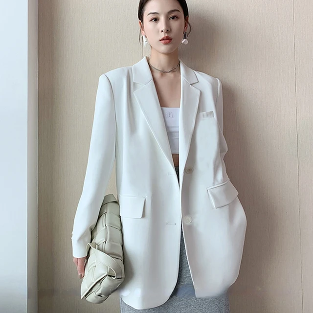 Женский белый пиджак, новинка 2022, Корейская версия, Свободный Повседневный профессиональный модный небольшой пиджак в стиле интернет-знаменитостей 1