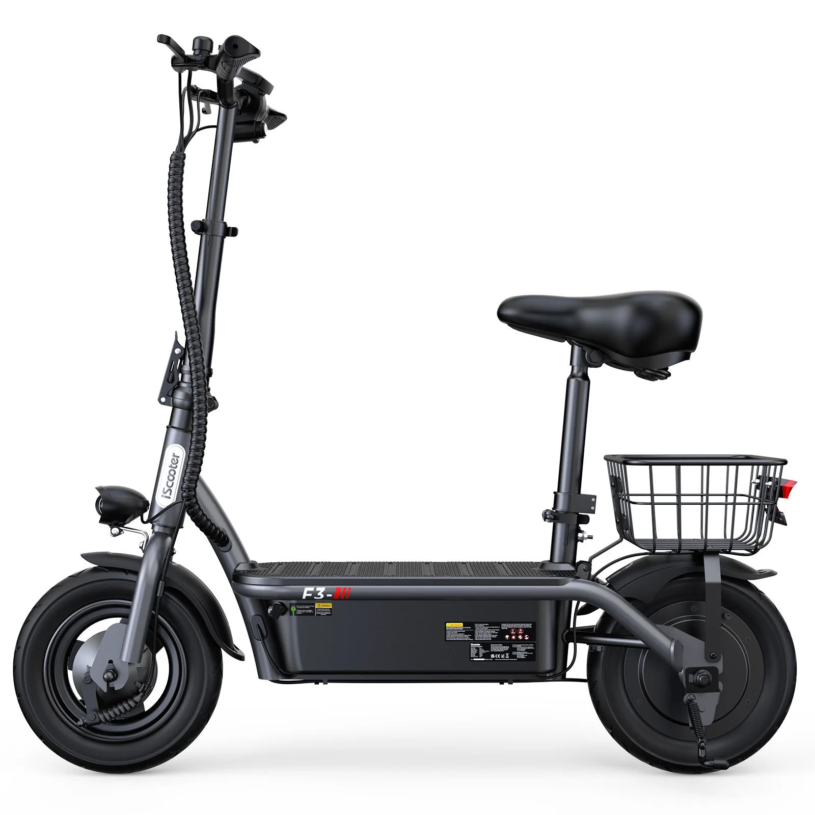 Monopattino Elettrico iScooter F3 10'' con Motore 1000W, Batteria 48V/13Ah, Velocità Massima 45KM/H, Sedile e Cestino, Piccolo Scooter per la Spesa - immagine 5