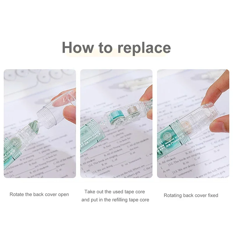 귀여운 도트 접착 테이프 양면 접착 롤러, 푸시 가능 및 리필 가능, 여아용 DIY 사진 앨범, 학교 문구 용품