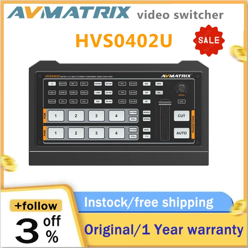 AVmatrix HVS0402U video switcher mixer for live streaming micro 4