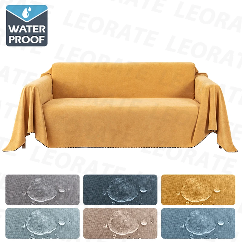 Waterproof Sofa Blanket Multipurpose Solid Color Furniture Cover Durable Fabric Dust-proof Anti-scratch Home Living Room Decor