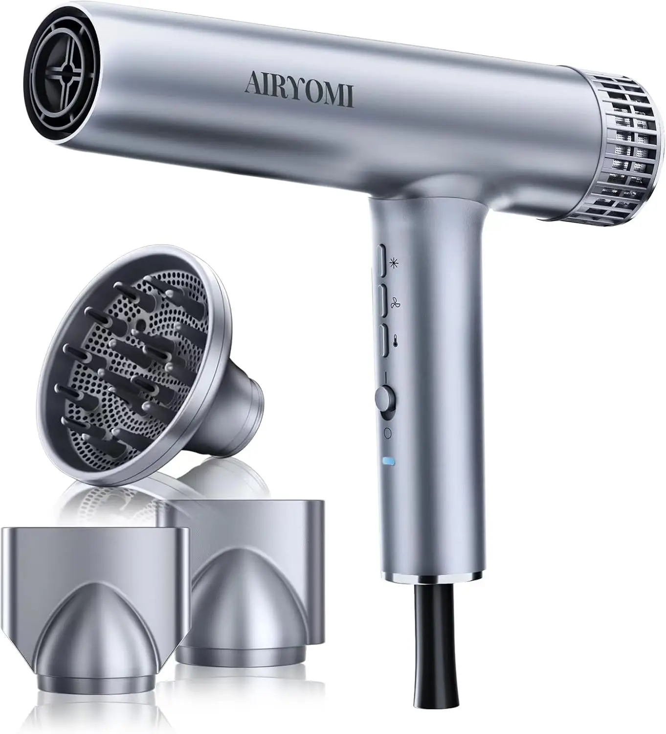 Brushless Motor Ionic Hair Blow Dryer with Diffuser, Magnetic Nozzles, 0.83Pound, 2000W, 60dB, 3 Heat Settings & 3 Speed & Cold