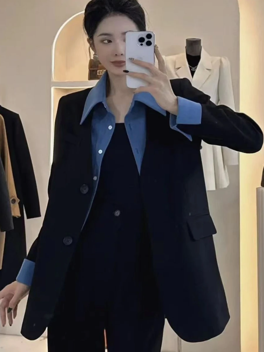 Patchwork Blazer Women Coat Luxury Brand Designers Clothing White Black Suit Spring Autumn Jacket Blazer Mujer New