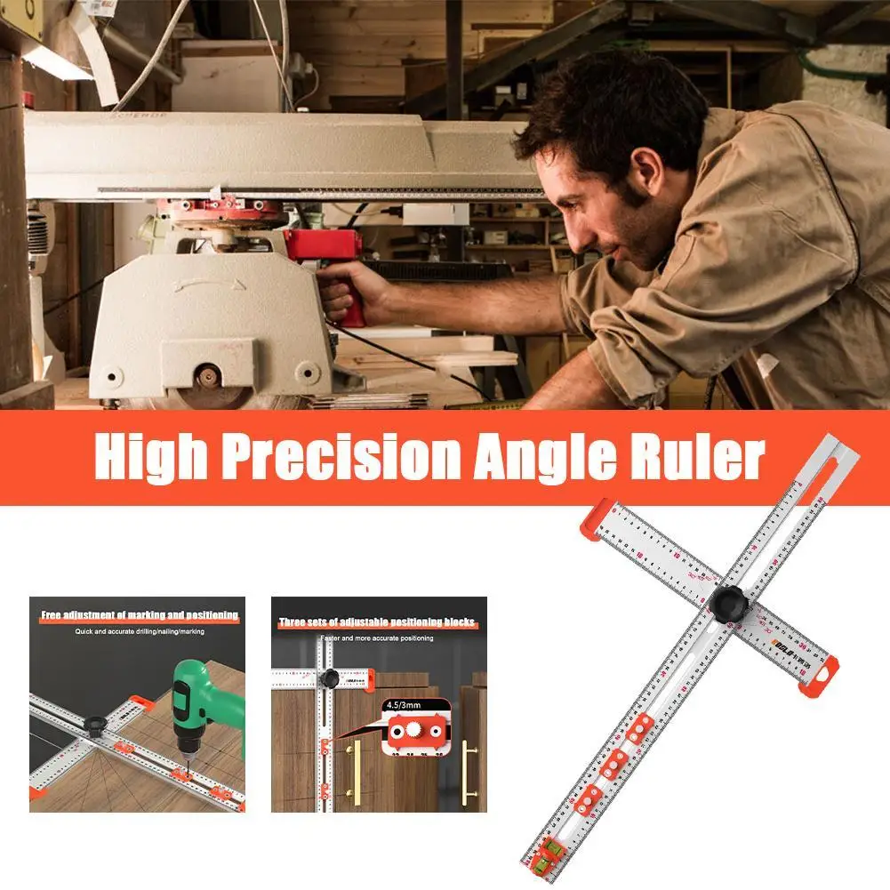 

Линейка позиционирования сверления 2 в 1, комбинированная угловая линейка, Т-образная линейка, оборудование для шкафа, зажим, установка ящиков, деревообработка