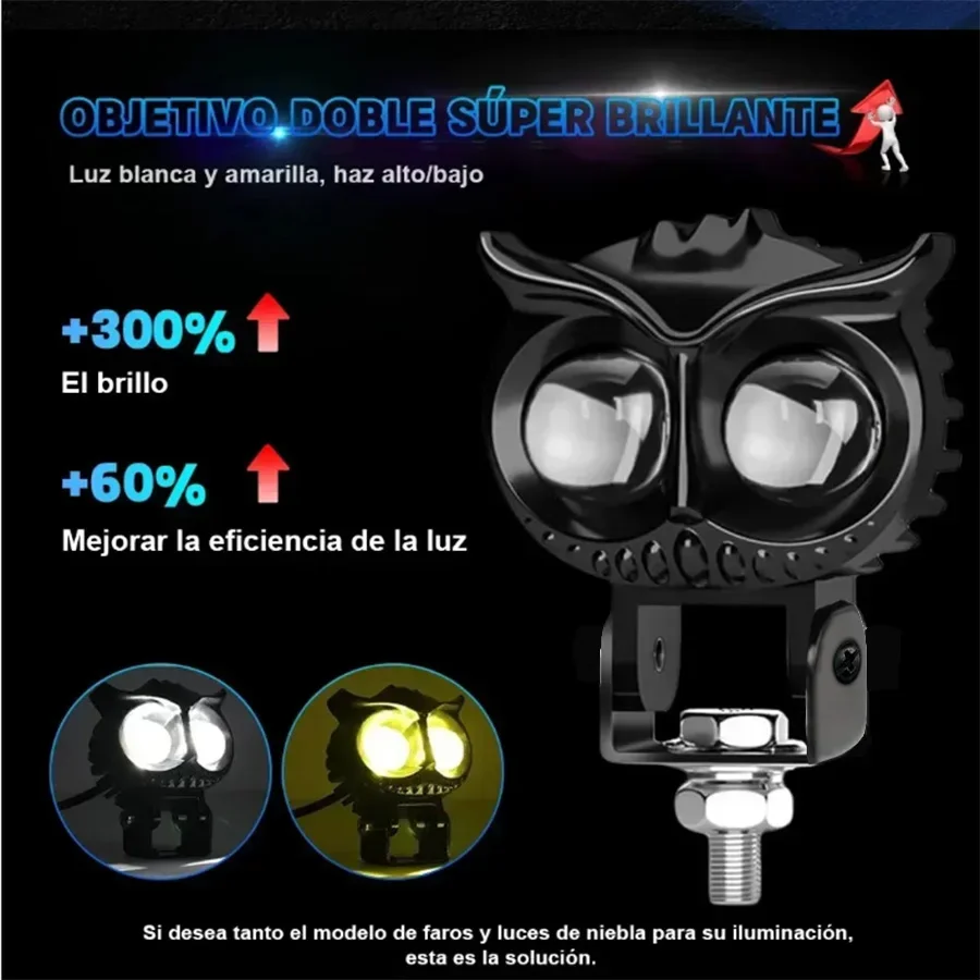 LED Car Headlights White Yellow Spotlights Fog Lights