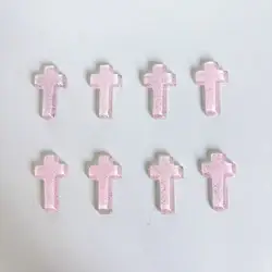 Translucent Glitter Crystal Cross Handmade Decorative Accessory Gift - 10 (Pink)