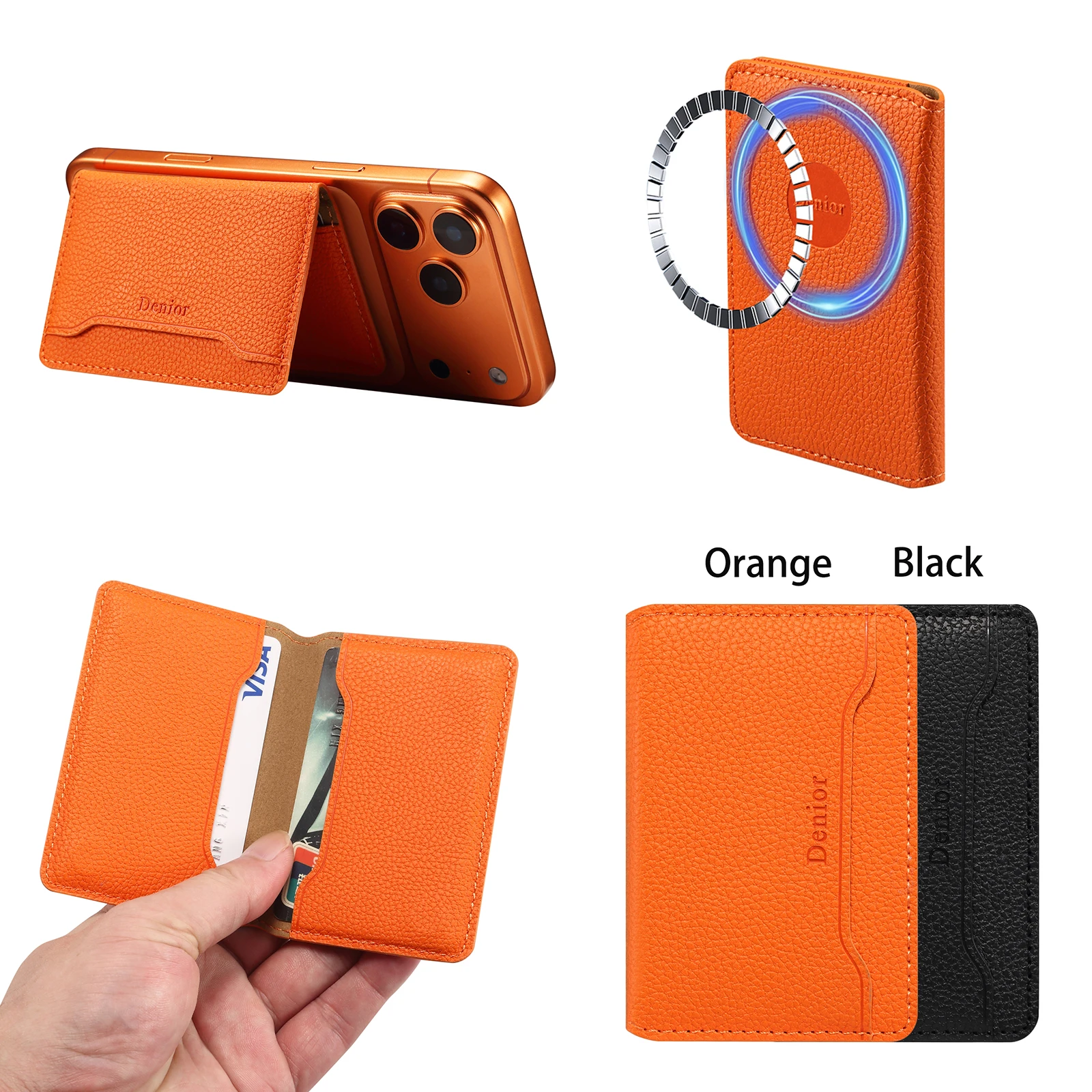 Denior eignet sich für Telefone oder Handyhüllen mit magnetischer Saugfunktion, ultradünner magnetischer Kartenhalter mit 3 Kartenfächern