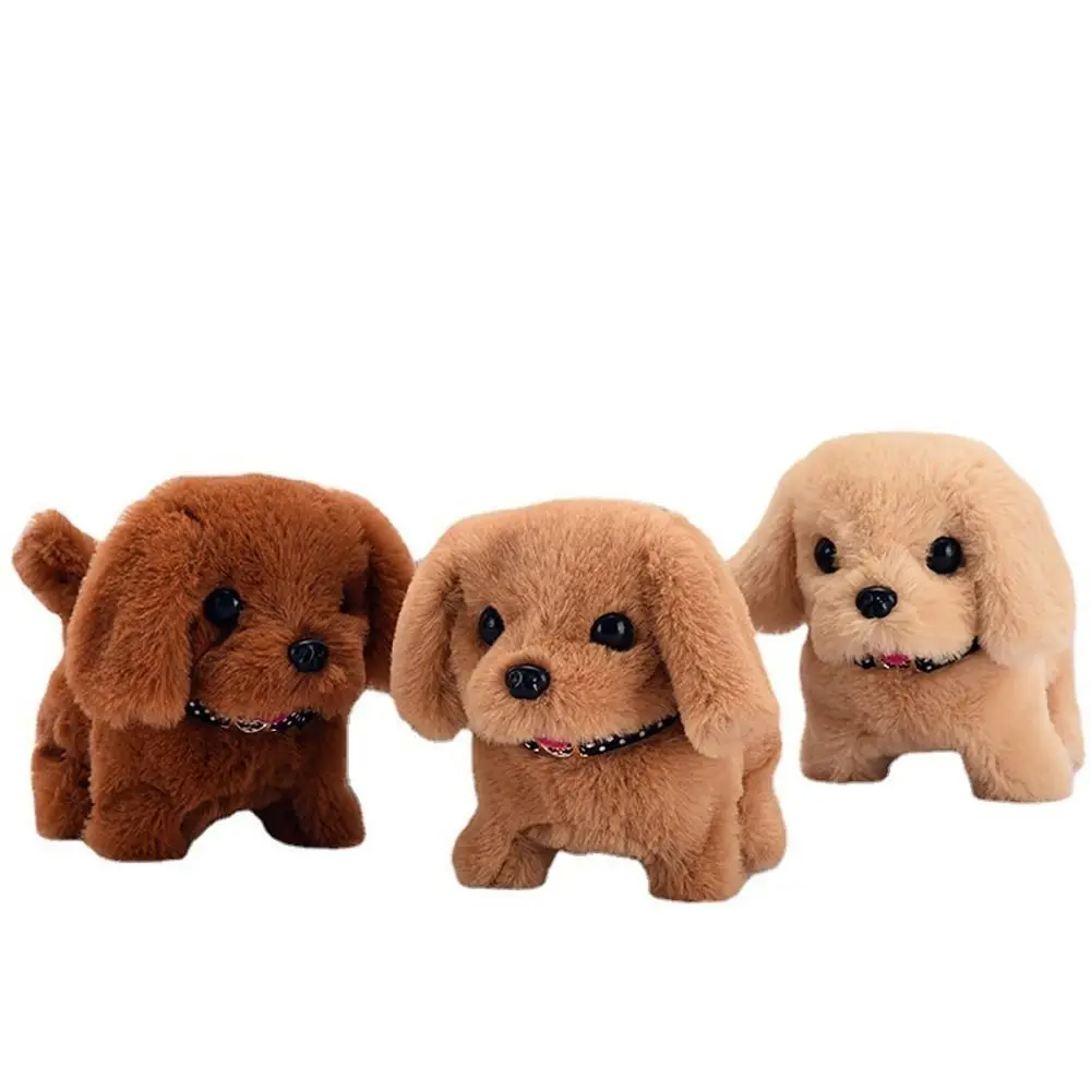 Xmas Gift 18CM Simulation Puppy Interactive Wagging Plush Toys Brown White Grey Cute Dog Robot For Kids 5