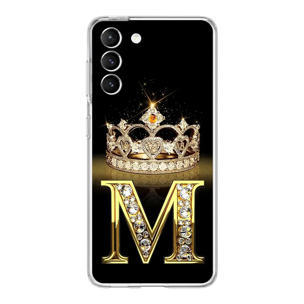 Diamond Crown Letter Phone Case - Soft Clear Cover with 26 Letter Options