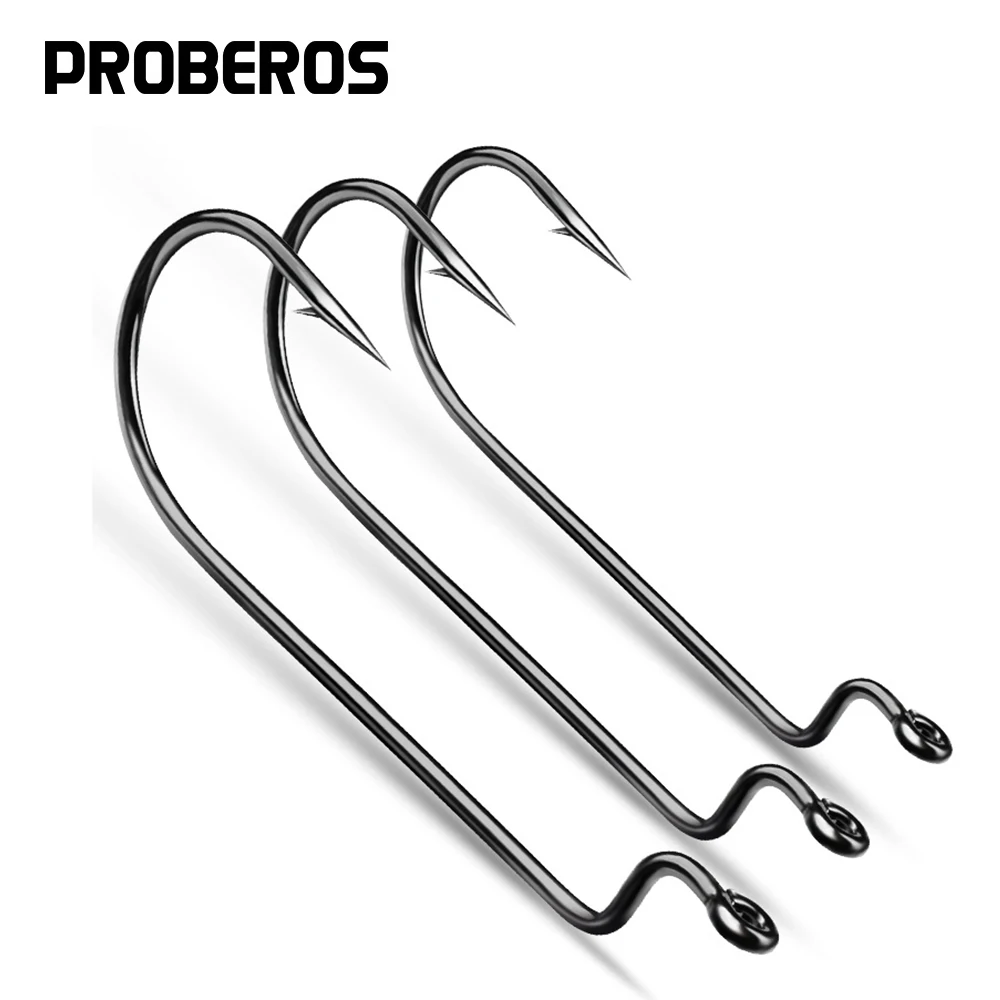 10 hameçons offset pour leurres souples - acier haute carbone pour silure et bass fishing