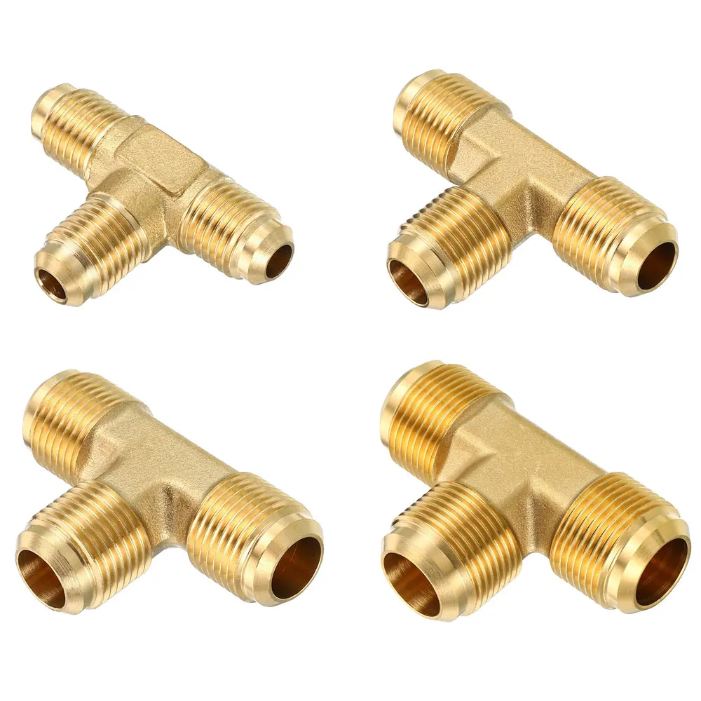 ทองเหลือง Air Conditioner Tee T ชาย 1/4 3/8 1/2 3/4 Flare Sae 45 องศาข้อต่อ 3 Way Hvac Lng แก๊สธรรมชาติโพรเพน Rv 1