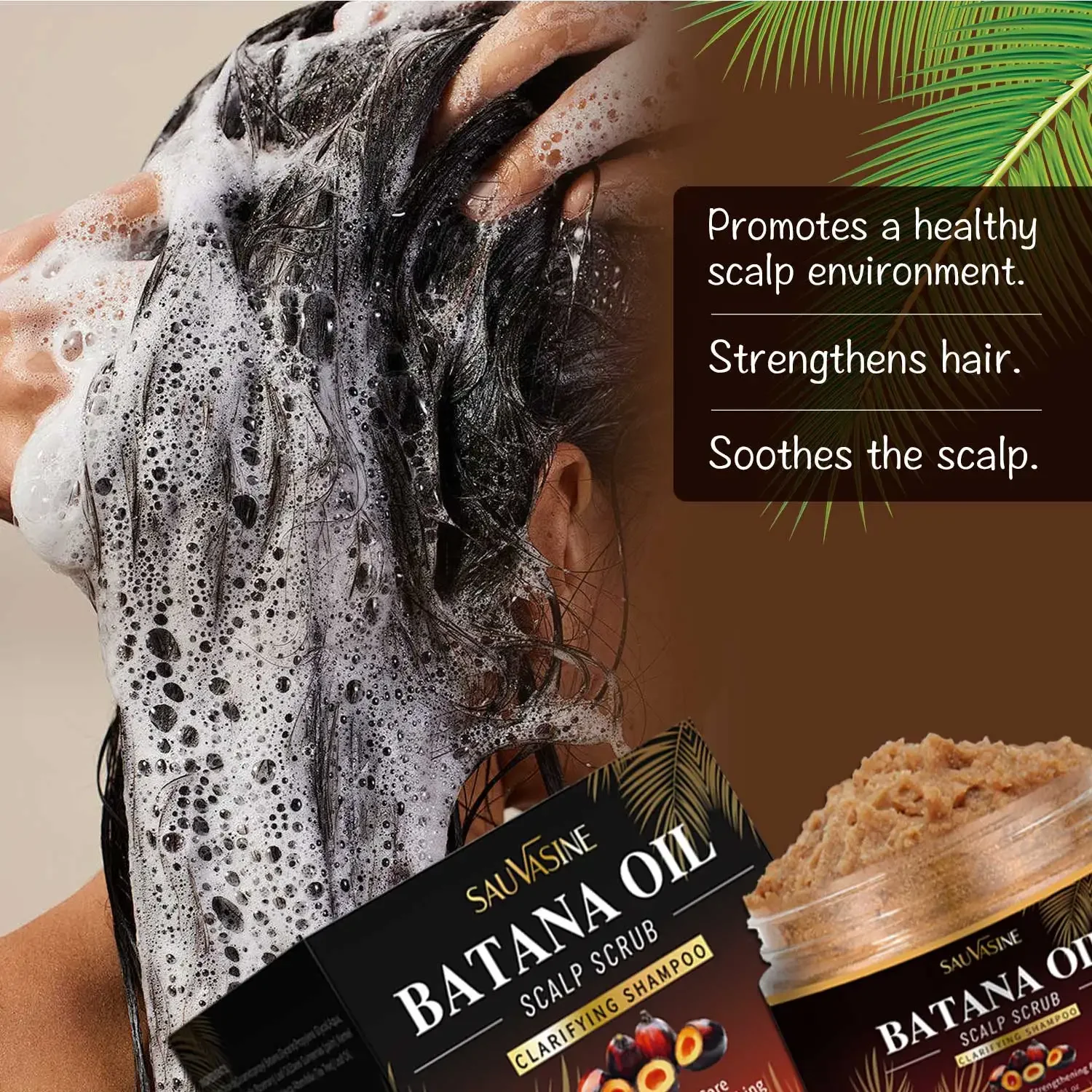 Batana Oil Scalp Scrub for Strengthening Hair Deep Cleaning Nourishing Soothing Clarifying Shampoo for Sensitive Scalp Hair Care 3