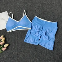 Peach Buttock Yoga Suit Women Gym Seamless Suspender Gathering Bra High Waist Hip Lifting Belly Tightening Shorts Fitness Set - Image 4