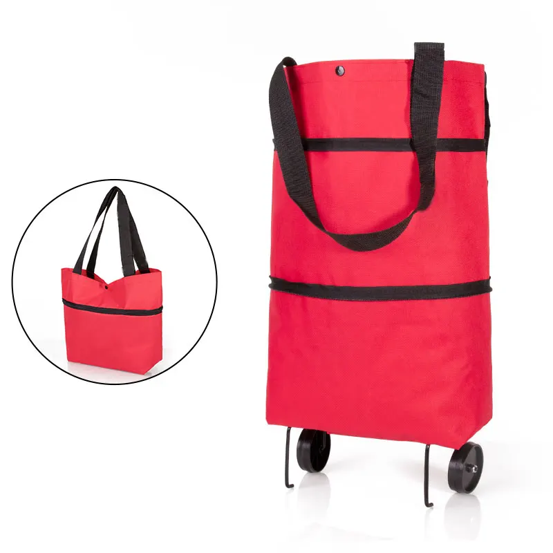 Folding Shopping Pull Cart Trolley Bag with Wheels Foldable Shopping