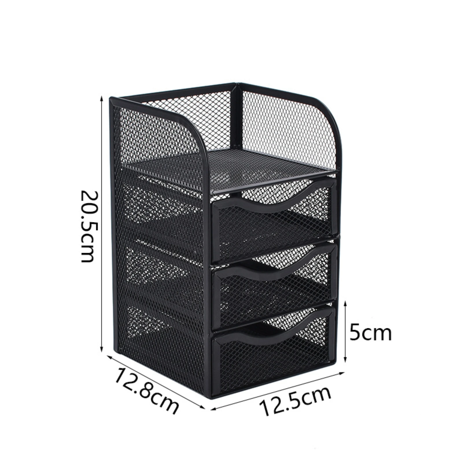 Desk Organizer with 3 Drawers Metal Mesh Slip Resistant Desktop Storage Rack for Office Supplies Stationery - 6