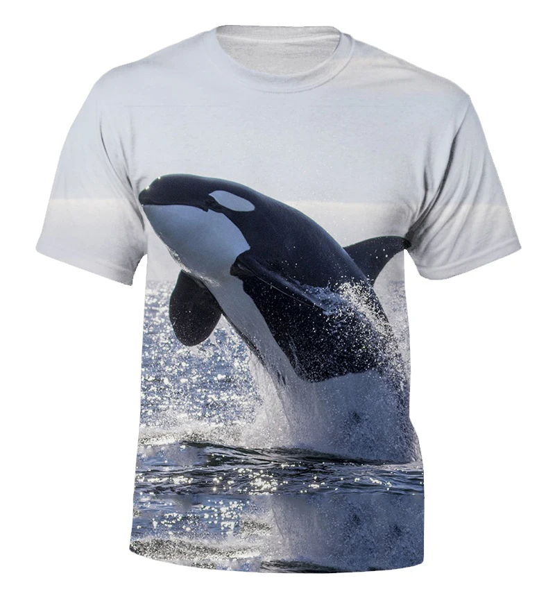 

2023 Summer New Fashion Ocean Killer Whale 3D Printing Printing Men's Short-sleeved T-Shirt