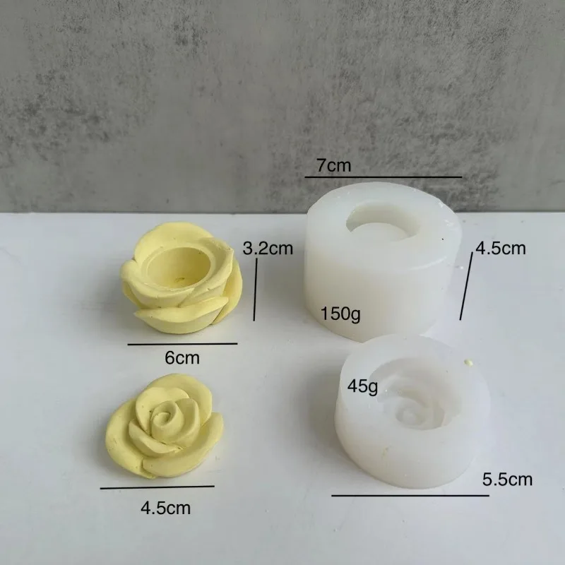 해바라기 장미 양초 항아리 실리콘 몰드, 뚜껑이 달린 DIY 꽃 콘크리트 석고 시멘트 보관함, 양초 항아리 몰드, 홈 데코