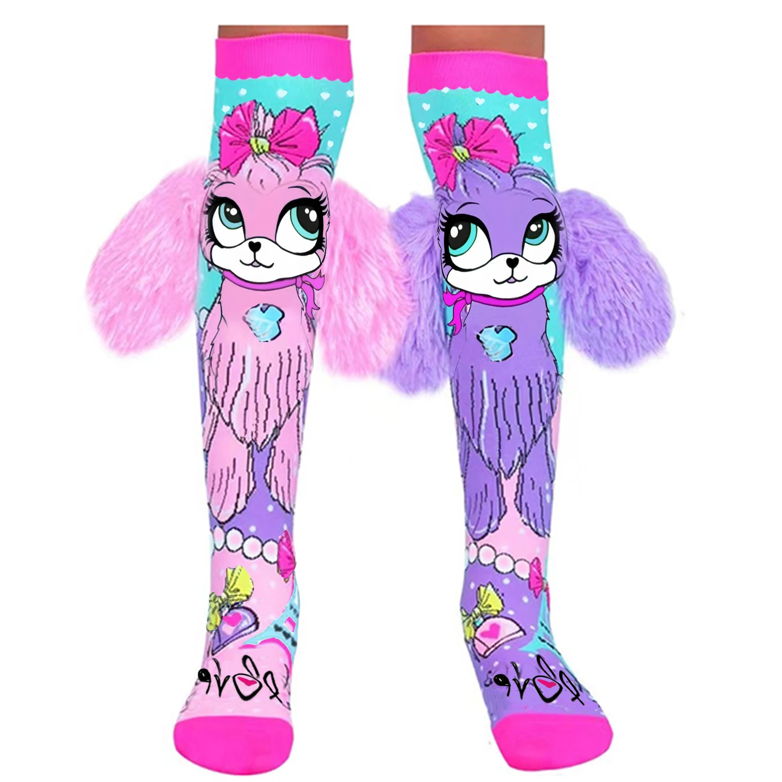 Knee Length Socks for Girls Hand Sewn Cartoon Dog Ear Socks for Children and Adults knee length socks
