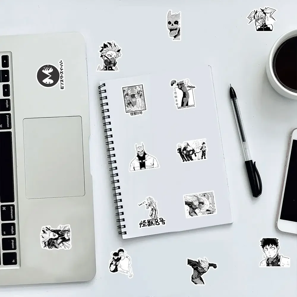Narumi Gen Sticker Hoshina Soshiro Black White Manga Style Stickers Kaiju NO.8 Anime Goods Laptop Phone Case Decor Kawaii Gift