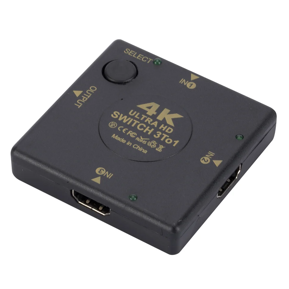 3 Port HDMI Switch 3 input 1 Output Female to Female HDMI Switcher Splitter Box Selector for HDTV 4K/1080P VIdeo Switch