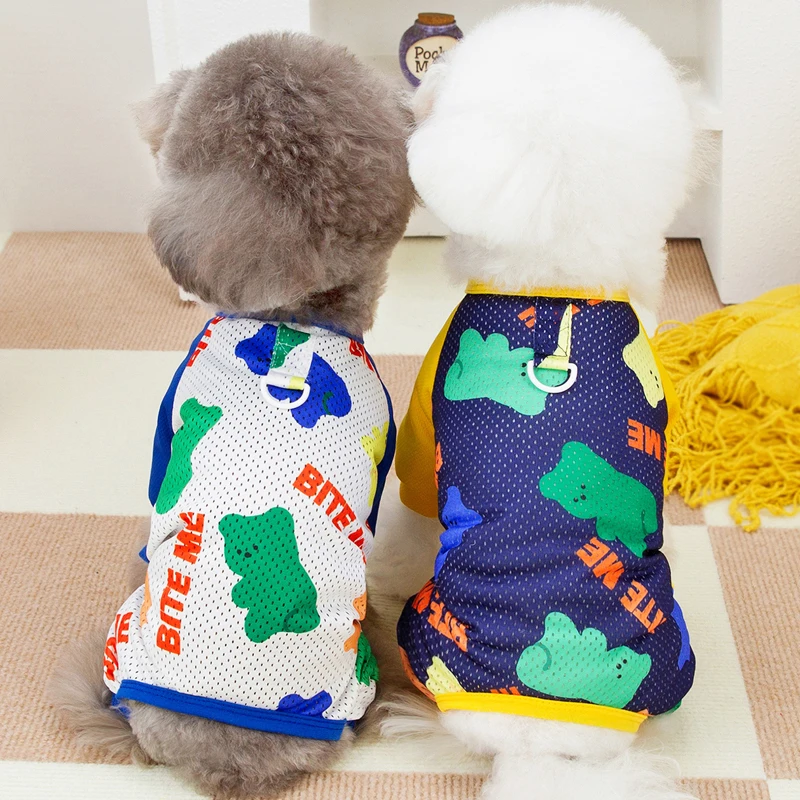 Pet teddy than bear small puppy puppy dog clothes anti-dirty sun protection four feet cool clothes summer mesh breathable
