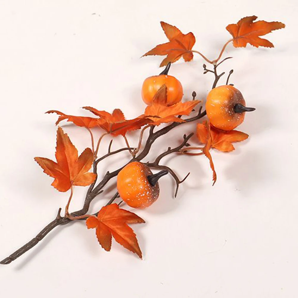 Kürbis-Herbststiele für Vasen, künstliche Ahornblätter, Zweige, künstliche Beerenpicks, Ahornblätter, Zweige, Halloween-Dekoration – Detail 11