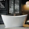 67" Acrylic Freestanding Bathtub Soaking with Brushed Nickel Drain and Overflow Included，SPA Tub Modern Stand Alone Bathtubs 1