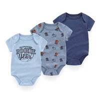 Kiddiezoom 3 Pcs/Lot Uniex Fashion Casual Cute Short Sleeve Baby Boy Girl Bodysuits Soft Infant Onesies 3