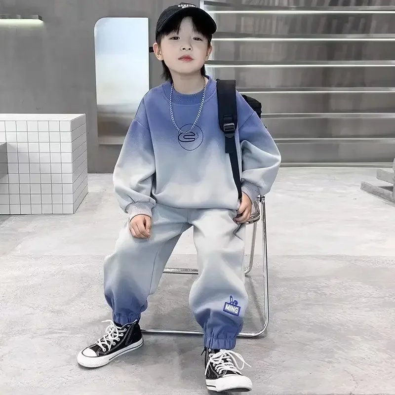 Trendy Brand Boys Spring Autumn Suit Color Block Sweatshirt Casual Stylish Children's Wear For Middle Large Boys 4