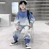 Trendy Brand Boys Spring Autumn Suit Color Block Sweatshirt Casual Stylish Children's Wear For Middle Large Boys 4