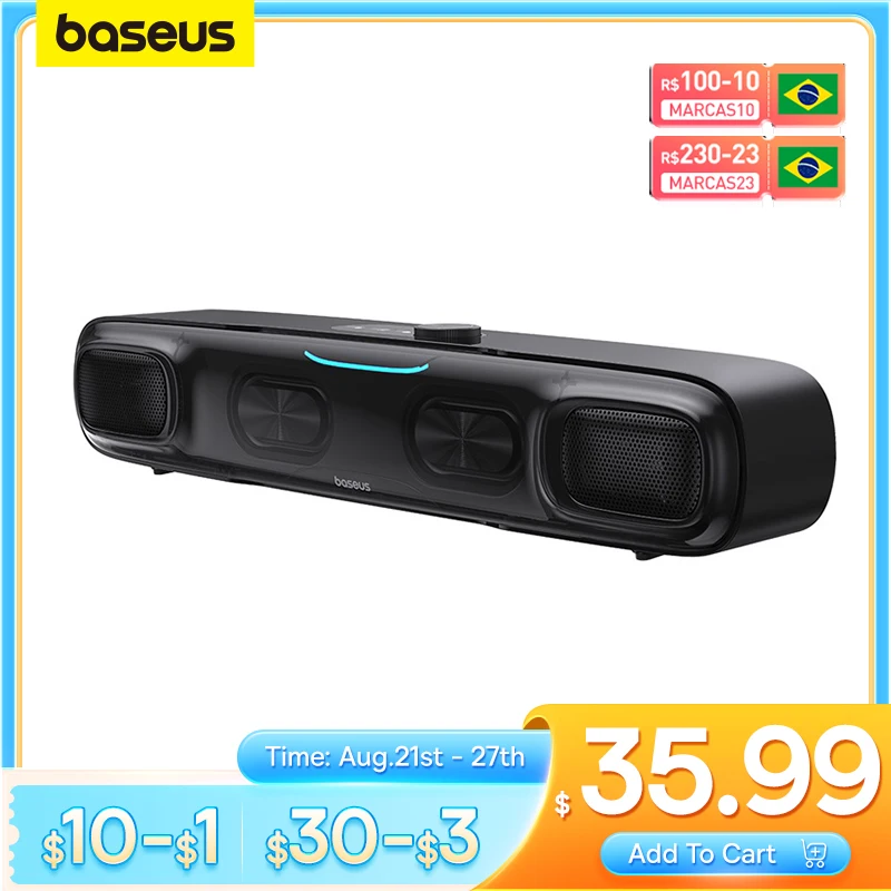  Baseus DS10 Desk Mini Soundbar Speaker Bluetooth 5.3 Triple-Mode Audio 3D Soundscape Surround SubwooferSound Box for Laptop PC 