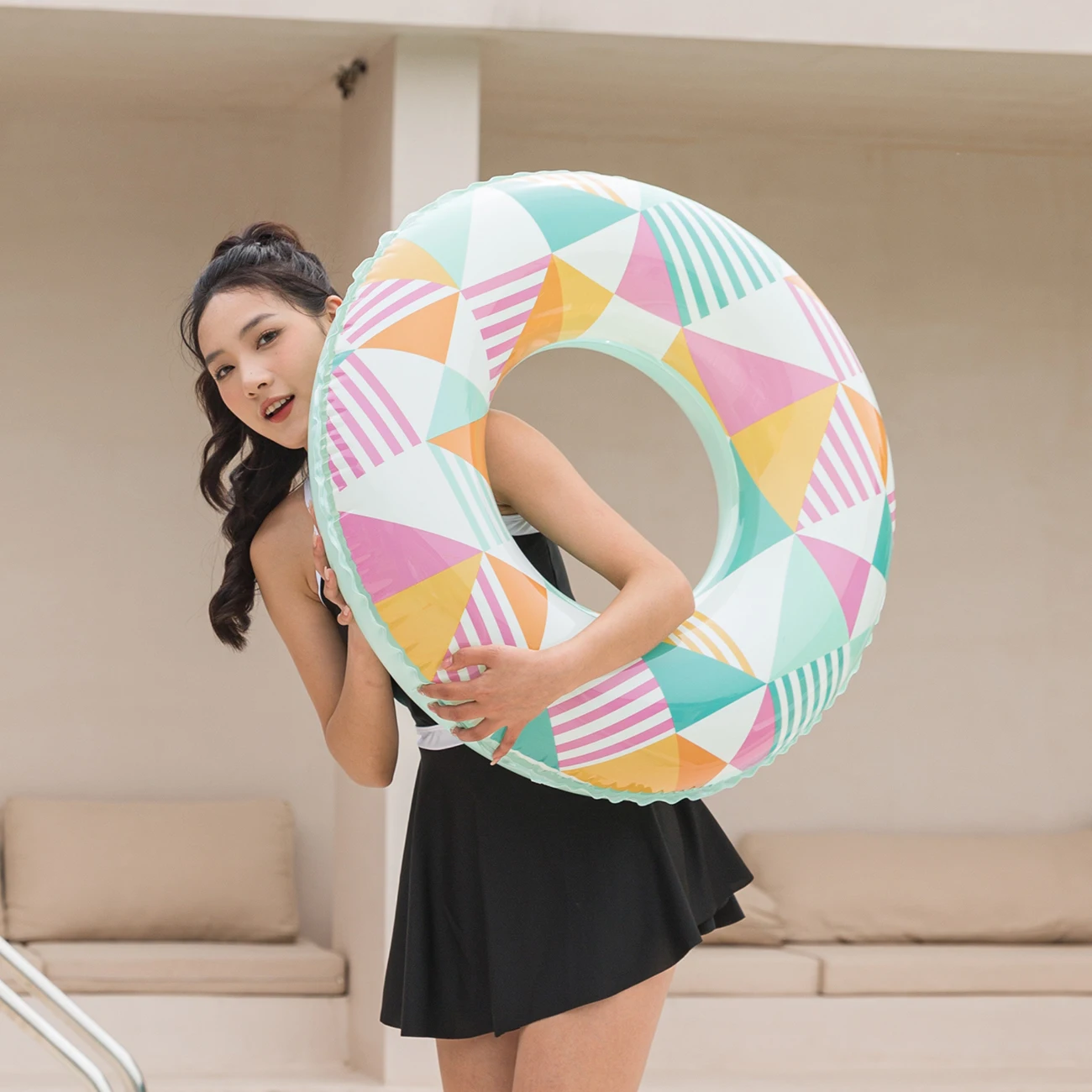 Women's Inflatable Swimming Ring, Swimming Pool Float, Adult Underarm Lifebuoy, Leisure Beach Swimming Inflatable Floating Toy 2