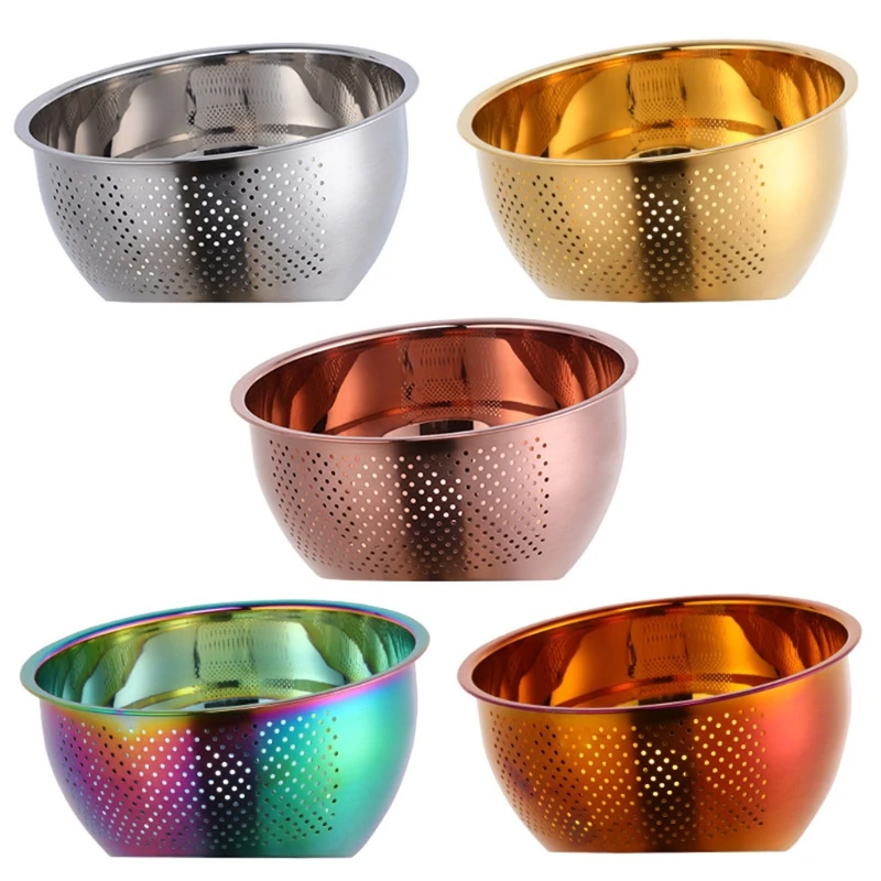 

Stainless Steel Rice Washer Drain Basket Kitchen Vegetables Fruit Storage Basin Washing Draining Tray Drop shipping
