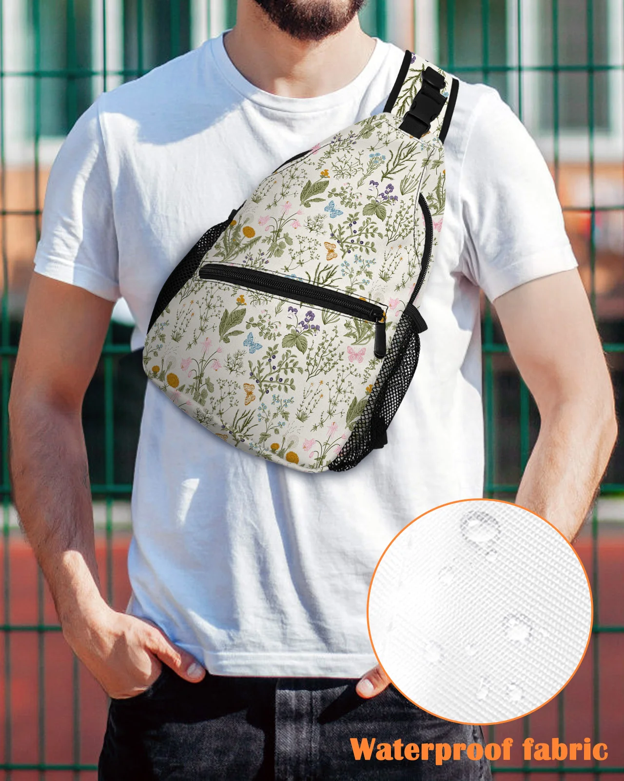 

Vintage Herbaceous Floral Texture Chest Bag for Man Women Casual Crossbody Bag Travel Shoulder Bag Large Capacity Sling Bag