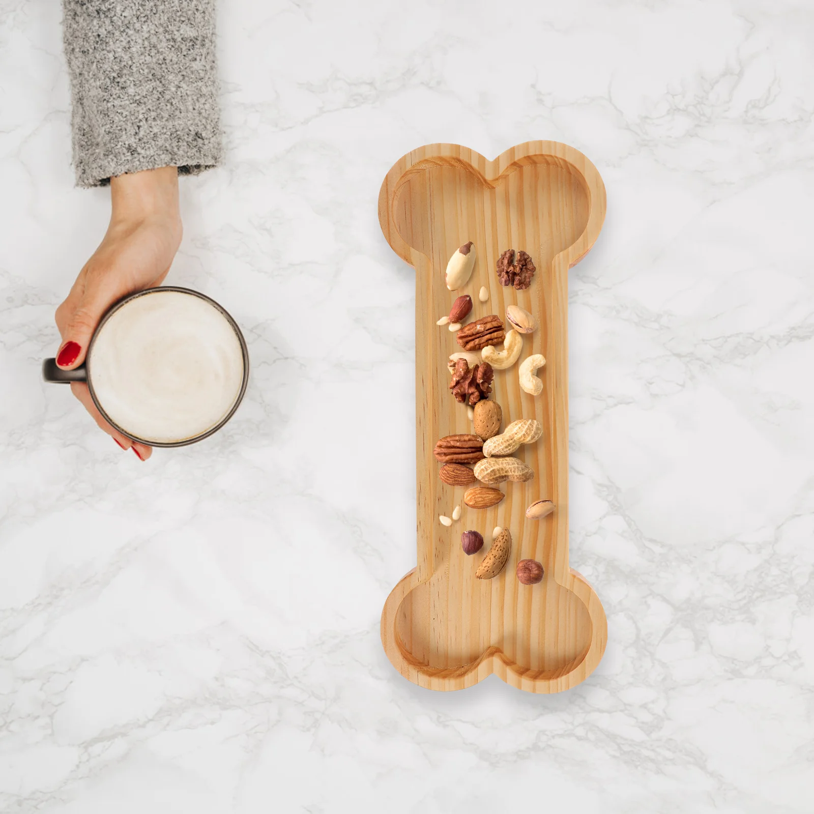 Bone Shape Wooden Tray Snack Plate Charcuterie Board Food Serving Platter Kitchen Utensil Storage Tray Dining Bar Tableware