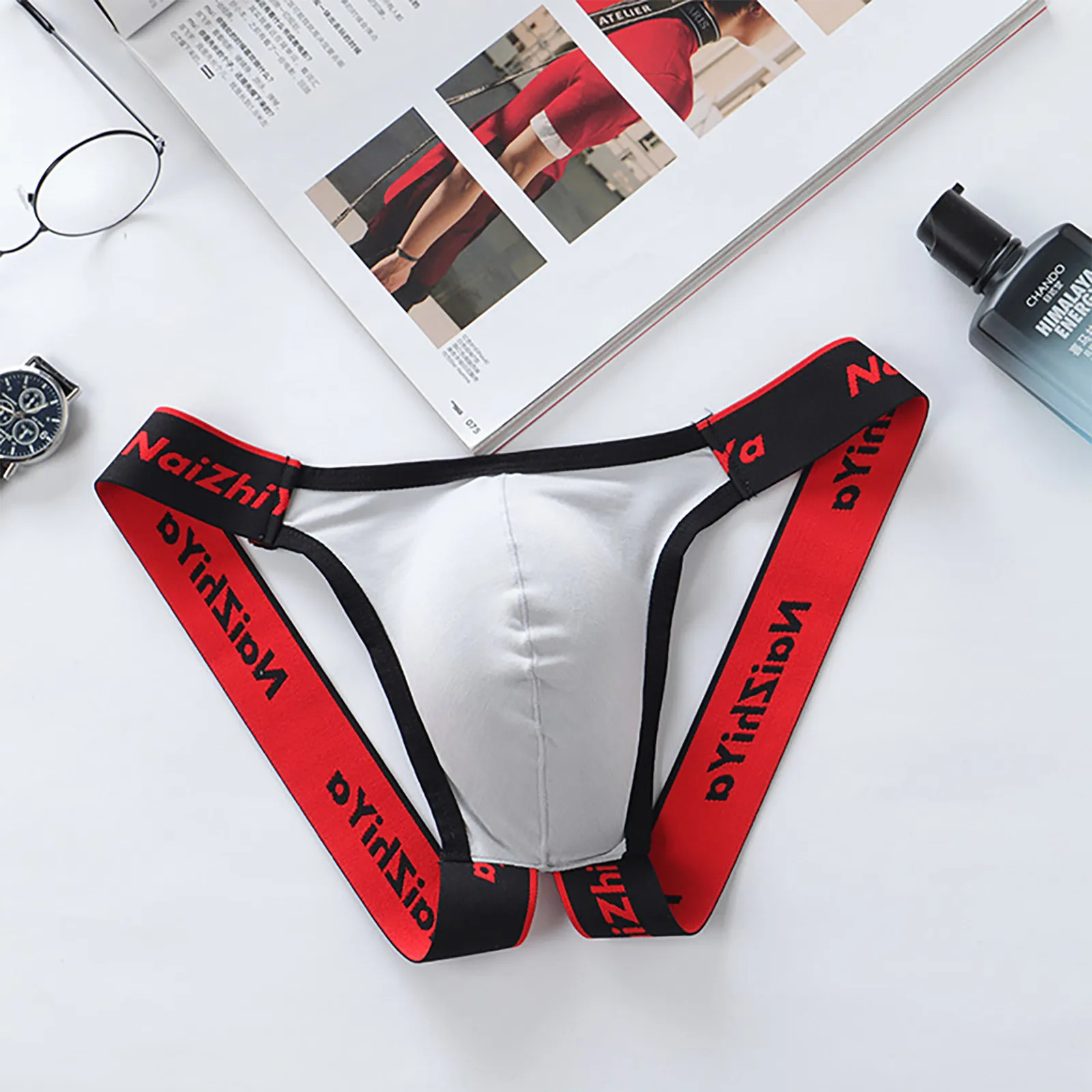 Male Sexy Letter Erotic Panties Thong Low Waist Breathable T-Pants Bladder Soft And Comfortable Double Thong